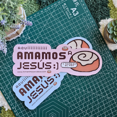 Sticker Amamos a Jesús... también el Pan